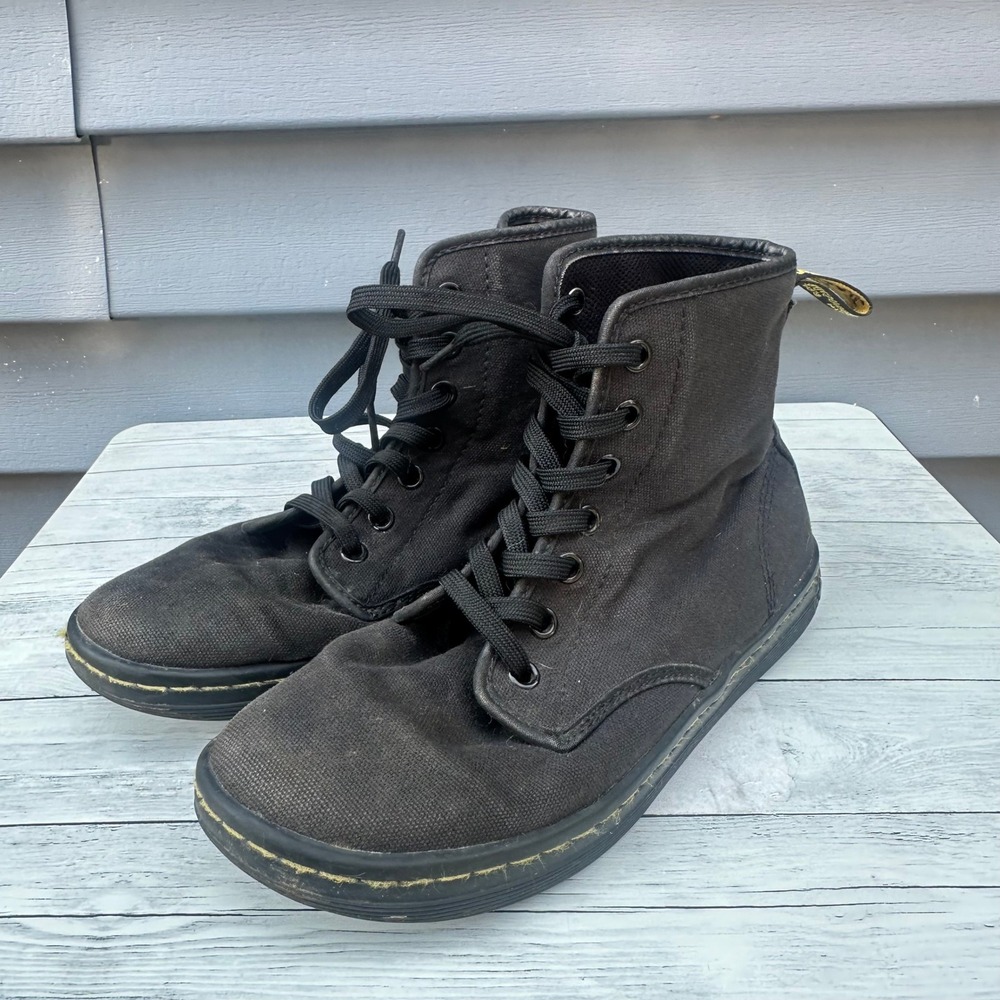 Dr. Martens Shoreditch Black Canvas Ankle Boots Women's Size 7 Lace UpS